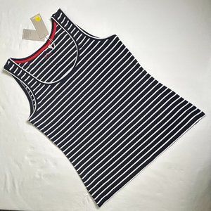 Boden Cotton Tank Top Navy Blue & White Stripe